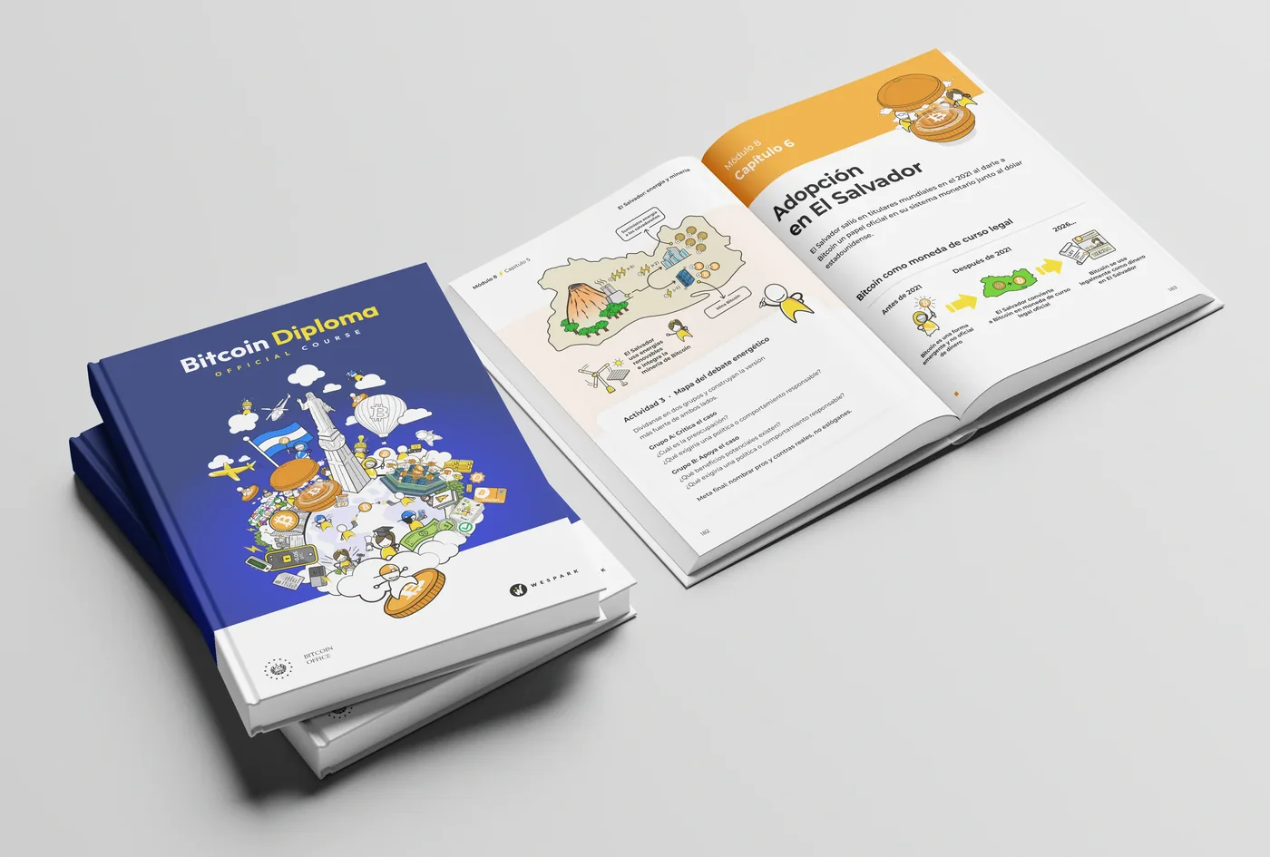 Bitcoin Diploma 2.0 course books designed by WeSpark